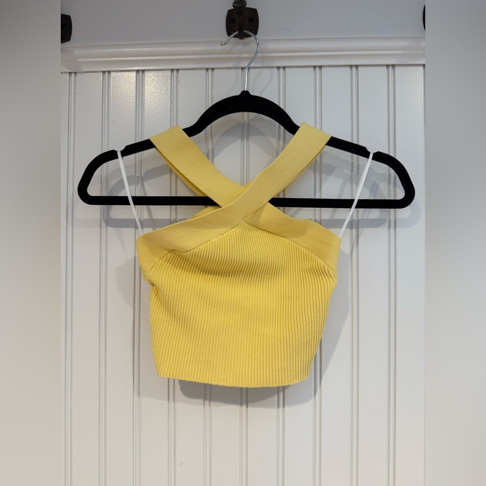 Babaton Sunny Yellow Cross-Back Tank Top